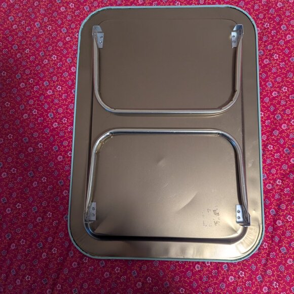 Vintage Ross Avidon Kittens TV Tray Outside Fence Garden Green Metal Table Lap - Picture 4 of 7